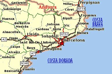 Map of Barcelona - Costa Brava and Costa Dorada