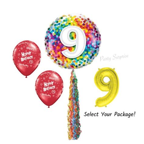 9th Birthday Balloon Package Mylar Foil Latex Balloon Tail - Etsy