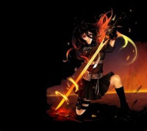 Flaming Sword, sparks, creepy, flame, blade, emotional, anime, darkness ...