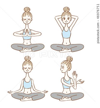 Yoga Agura Pose Set - Stock Illustration [46976751] - PIXTA