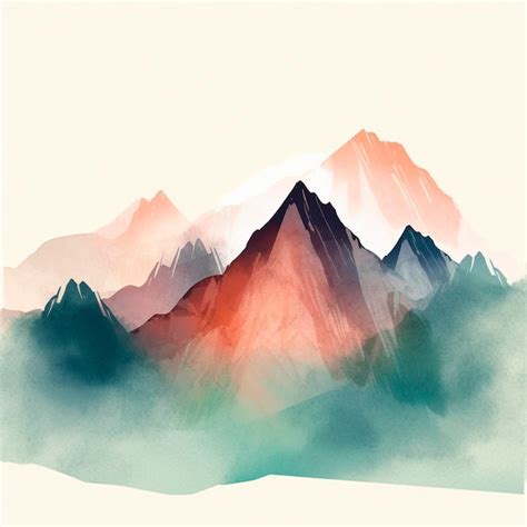 Premium Photo | Drawing mountains watercolor