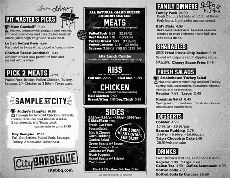 Menu at City Barbeque, Lexington, Richmond Rd