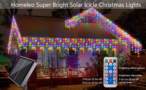 Homeleo Icicle Solar Christmas Lights, Multi-Color Outdoor Led Icicle ...