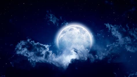 Magical Night Sky with Full Moon