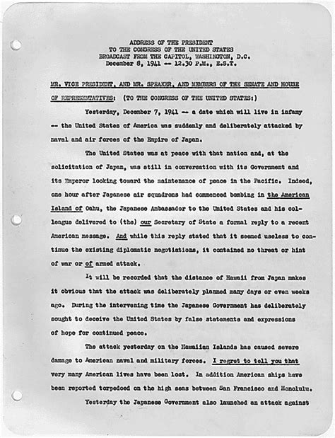 FDR’s “Day of Infamy” Speech | National Archives