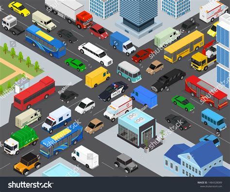 Traffic Jams On City Landscape Background Stock Vector (Royalty Free ...