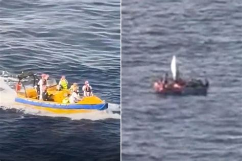 Cruise Ship Rescues 14 People Stranded at Sea as Passengers Look on in ...