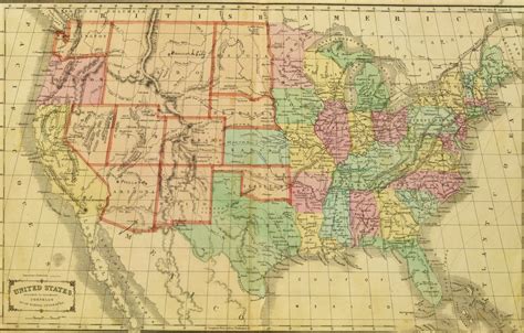 Map Of Us 1864 Lib Of Cong United States Map Old Map Historical Maps ...