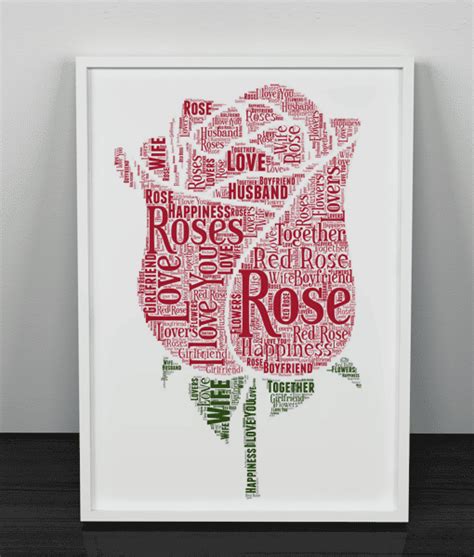 Personalised Rose Word Art Flower Picture Gift