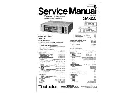 Service Manual for TECHNICS SA850 - Download