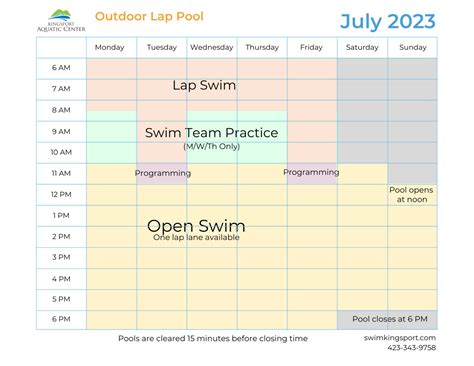 Pool Schedules - Kingsport Aquatic Center