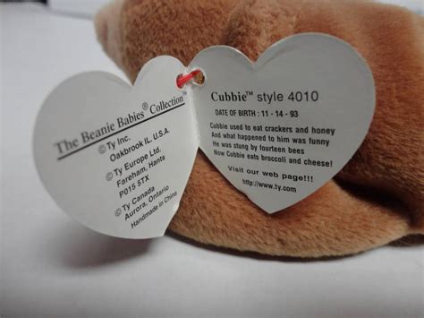 TY Beanie Baby Cubbie the Bear Style in Swing tag with PVC pellets and ...