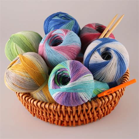 500g Pure natural 48% Cotton yarn for crochet 52% Linen Silk yarn for ...