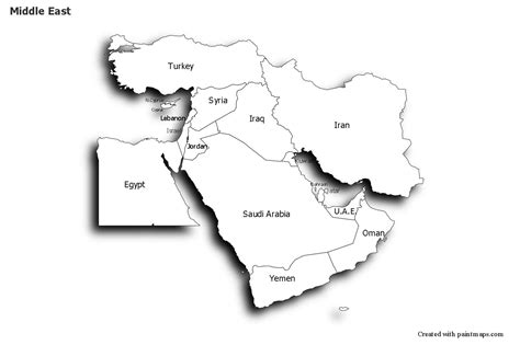 Sample Maps for Middle East (black-white,shadowy) Middle East Map, The ...