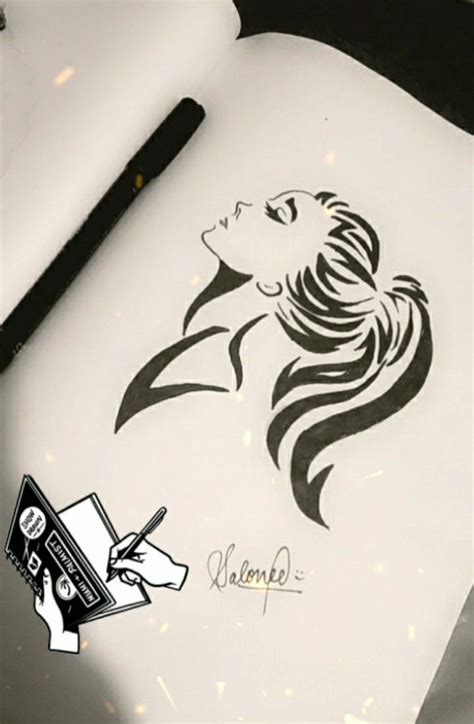 Girl sketch black pen sketch | Pen sketch, Black pen sketches, Girl sketch