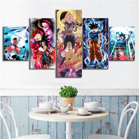 5 Piece Animation Goku Dragon Ball Canvas Printed Wall Pictures Home ...