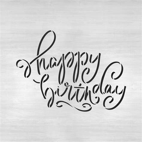 Happy Birthday Script Stencil | Stencil Revolution