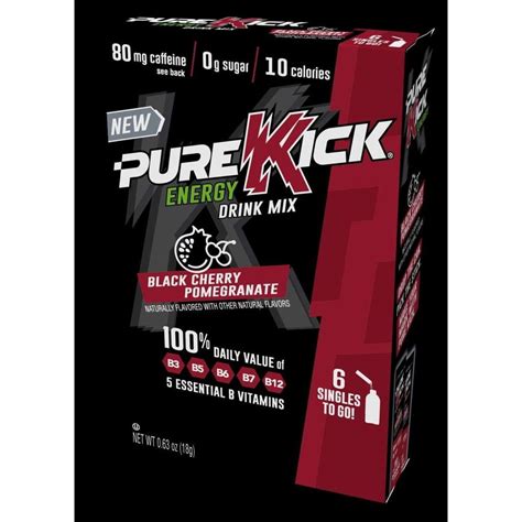 Pure Kick Black Cherry Pomegranate Energy Drink Mix, 0.105 Ounce -- 72 ...