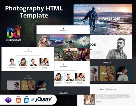 Responsive One Page Photography Template | Photography templates ...