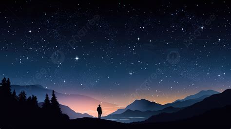 Man On A Mountain Starry Sky Wallpaper For Mobile Background, Star ...