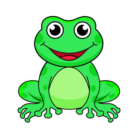 bright vector illustration of a frog, cute frog sitting, hand drawing ...