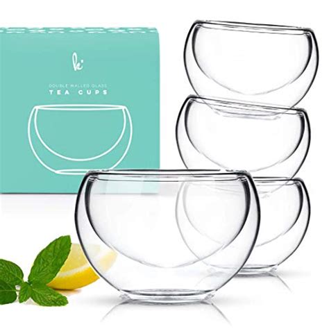 Kitchables Glass Tea Cups, Durable Insulated Cups for Hot Tea ...