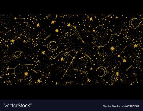 Black night sky with constellations seamless Vector Image