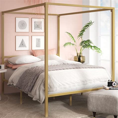 Solivita King-size Canopy Champagne Gold Metal Bed By INSPIRE Q Bold ...