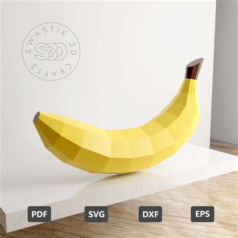 PDF Template of Banana Fruit Papercraft / 3D Banana papercraft /Fruit ...