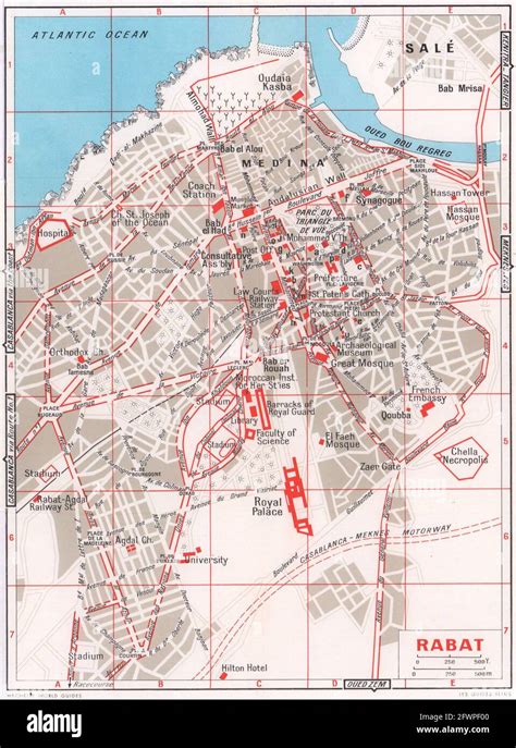 Rabat vintage town city tourist plan. Morocco 1966 old vintage map ...