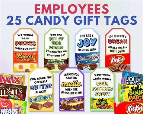 25 Employee Candy Bar Gift Tags Employee Appreciation Tag - Etsy Candy ...