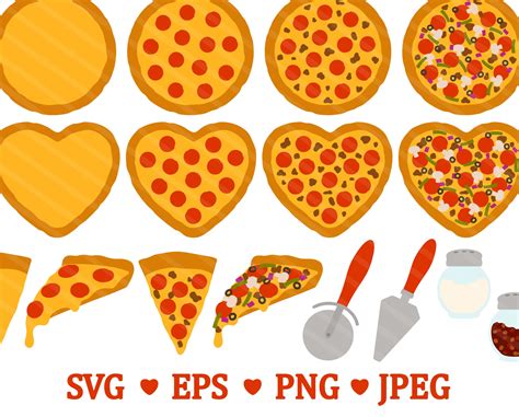 Pizza SVG Clipart Pepperoni Cheese Pizzeria Heart Pizza | Etsy