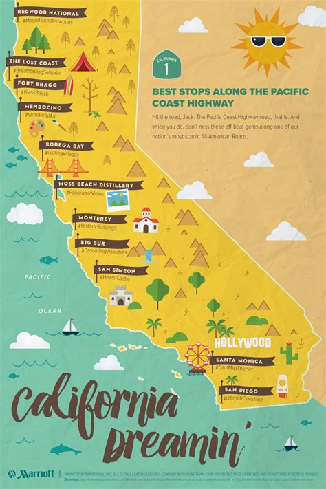 California Highway 1 Road Trip Map - Printable Maps