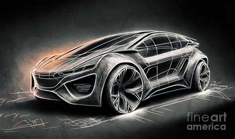 Modern car design sketch. Generative AI Photograph by Michal Bednarek ...