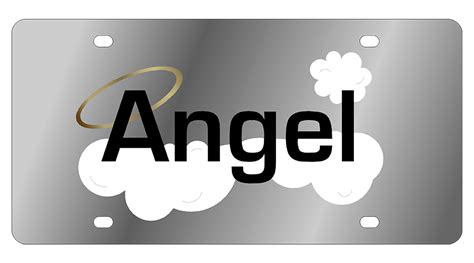 Lifestyle - Stainless Steel License Plate - Angel word with clouds ...