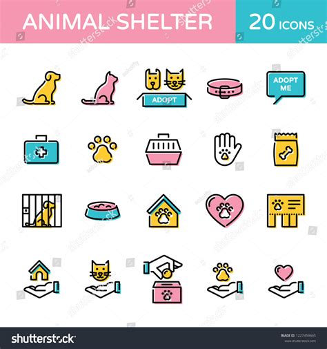 Animal Shelter Logo Design Template Set: vector de stock (libre de ...