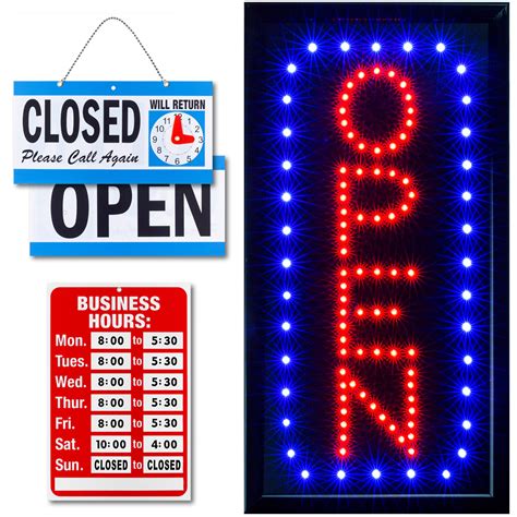 Ultima LED Neon Open Sign for Business: Vertical Lighted Sign Open with ...