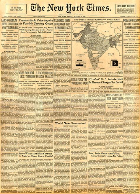 Photobundle: August 15 1947, Newspapers , Indian independence news