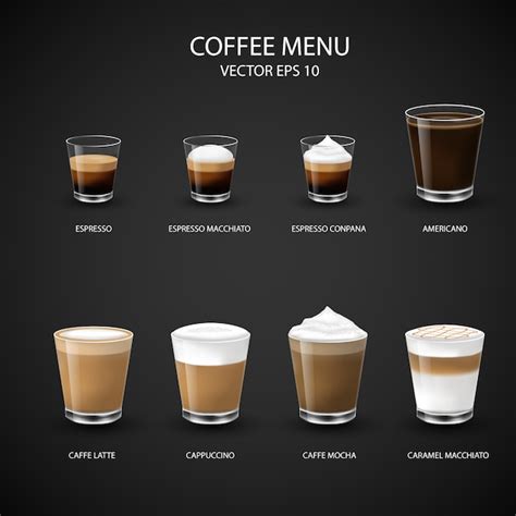 Premium Vector | Hot Coffee menu in glass cup from Espresso machine for ...