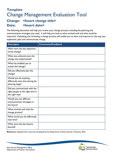 Change 33 - Template - Change Management Evaluation Tool Word, 65.5KB