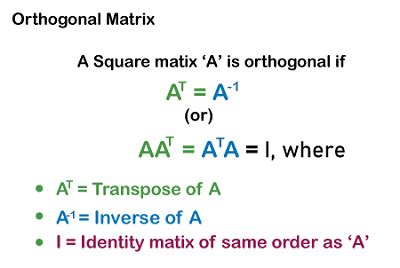 Orthogonal matrix in Discrete mathematics - javatpoint