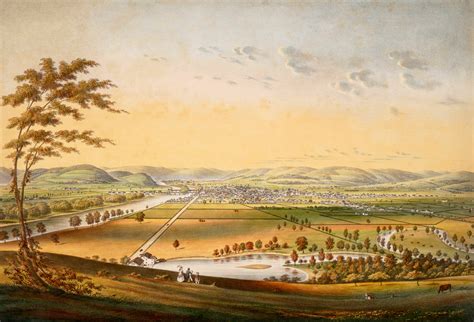 Beautiful hand colored view of Elmira, New York from 1840 - KNOWOL