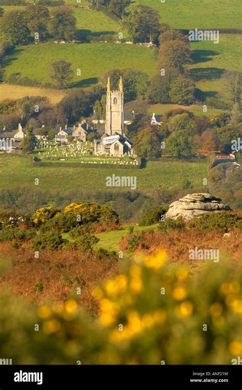 Widecombe church and village Widecombe in the Moor Dartmoor Devon UK ...