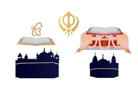 Premium Vector | Sikh Sikhism Khanda Gurdwara Guru Granth Sahib Vector ...