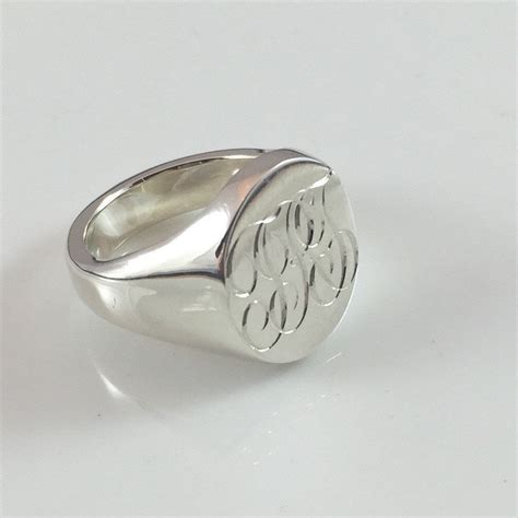 3 Initials Engraved 20mm x 16mm - Sterling Silver Signet Ring – Signet ...