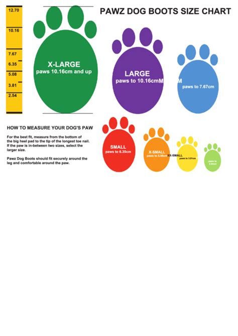 Need a Pawz Dog Boots Size Chart? Here's a free template! Create ready ...