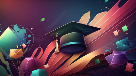 Colorful Graduation Season Bachelor Hat Powerpoint Background For Free ...