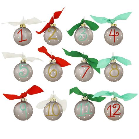 12 Days Of Christmas Glass Ornament Set Of 12