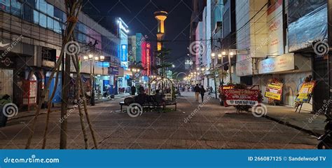 Street Atmosphere in Bandung City Square at Night Editorial Image ...