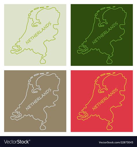 Map of netherlands with flag isolated white Vector Image